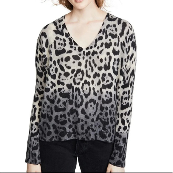 360 Cashmere Lauren Leopard Print OVERSIZED Ombré Sweater Fits like S/M - Picture 3 of 10